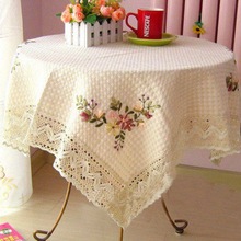 床头柜巾桌布茶几布手工丝带绣布艺餐桌布圆桌布通用盖蜂窝棉台布