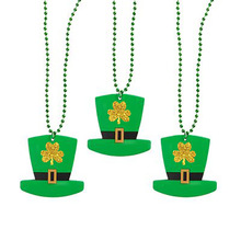 现货跨境ebay爱尔兰珠链 圣帕特里节绿色帽子项链珠链装饰道具