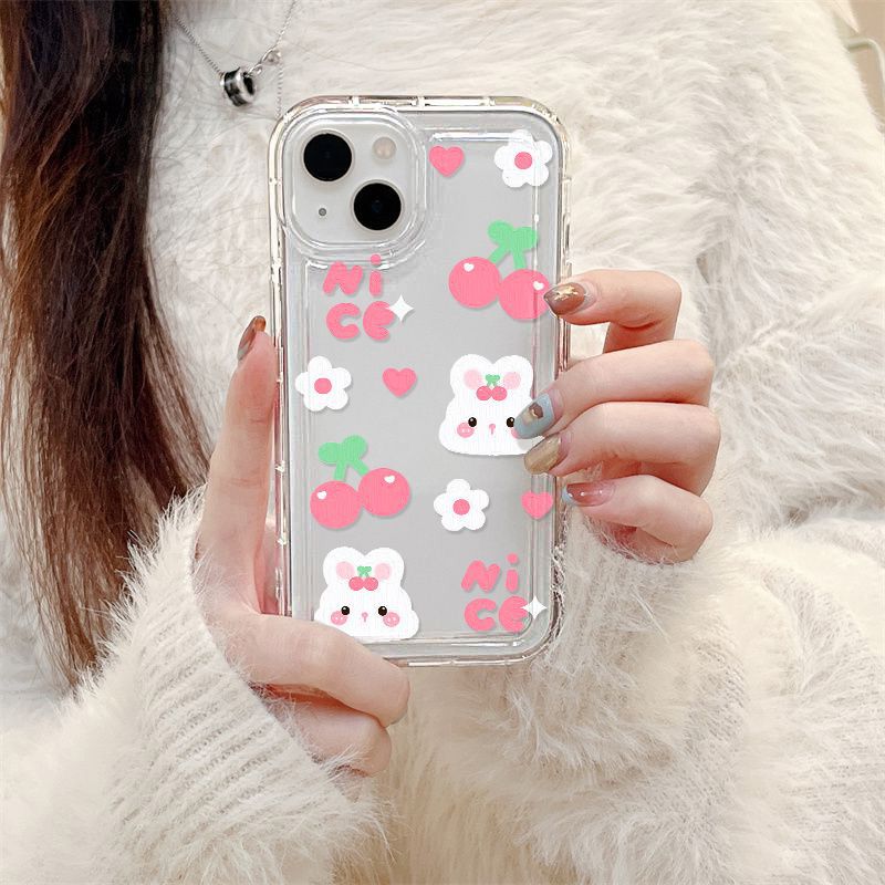 少女心小兔子适用iphone15promax手机壳苹果14软壳12/13气囊11