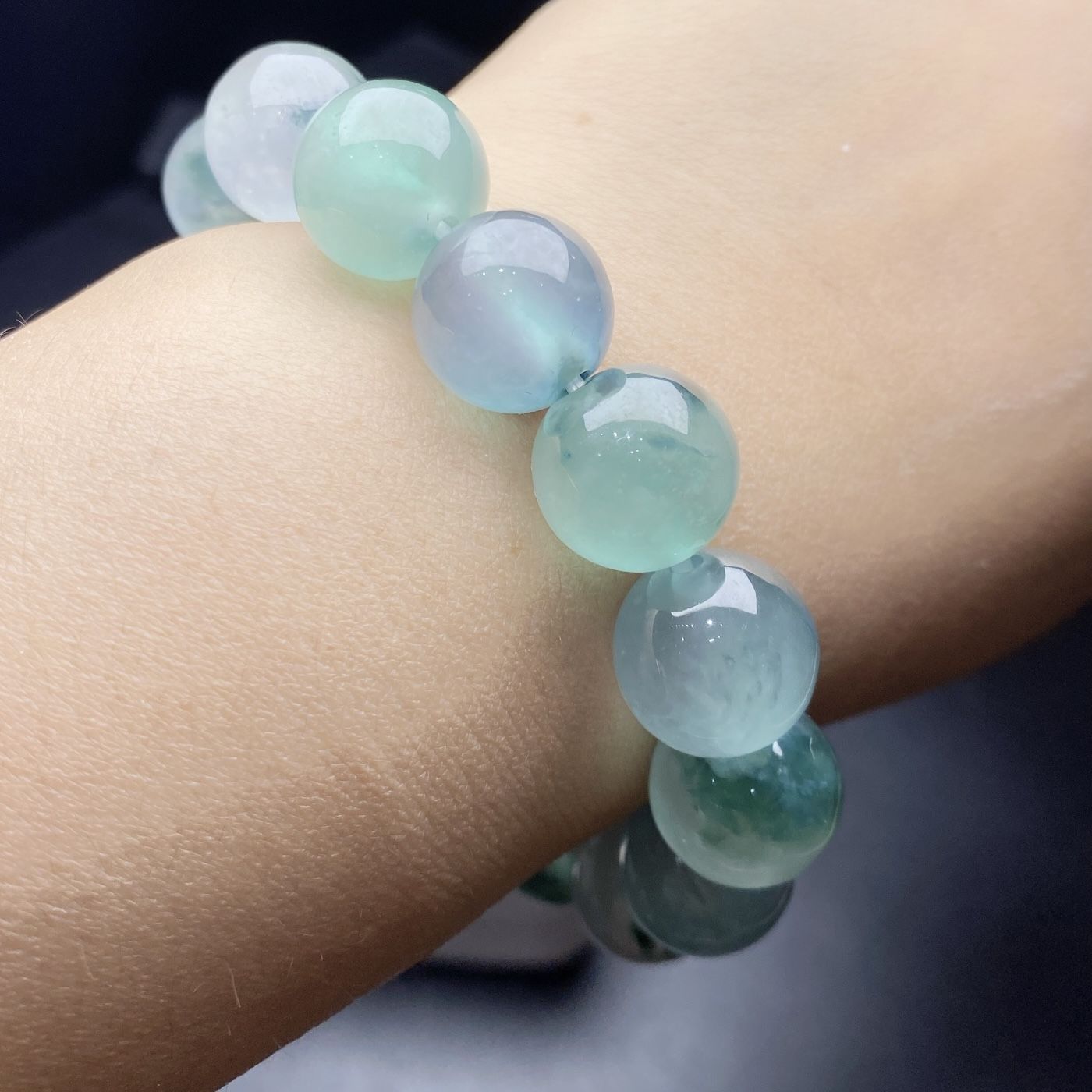 缅甸老坑天然女款玉珠手串冰种飘花玉石情侣手链2022原创新款珠子