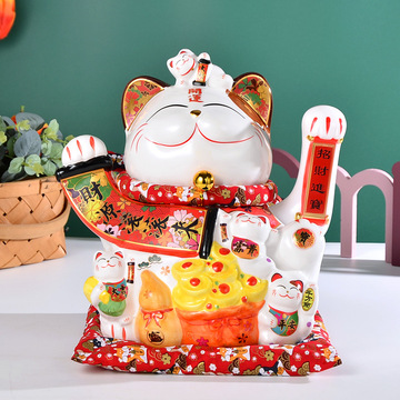 大号开业摆件工艺品16寸自动揺手两用招财猫柜台银行家居送礼礼品
