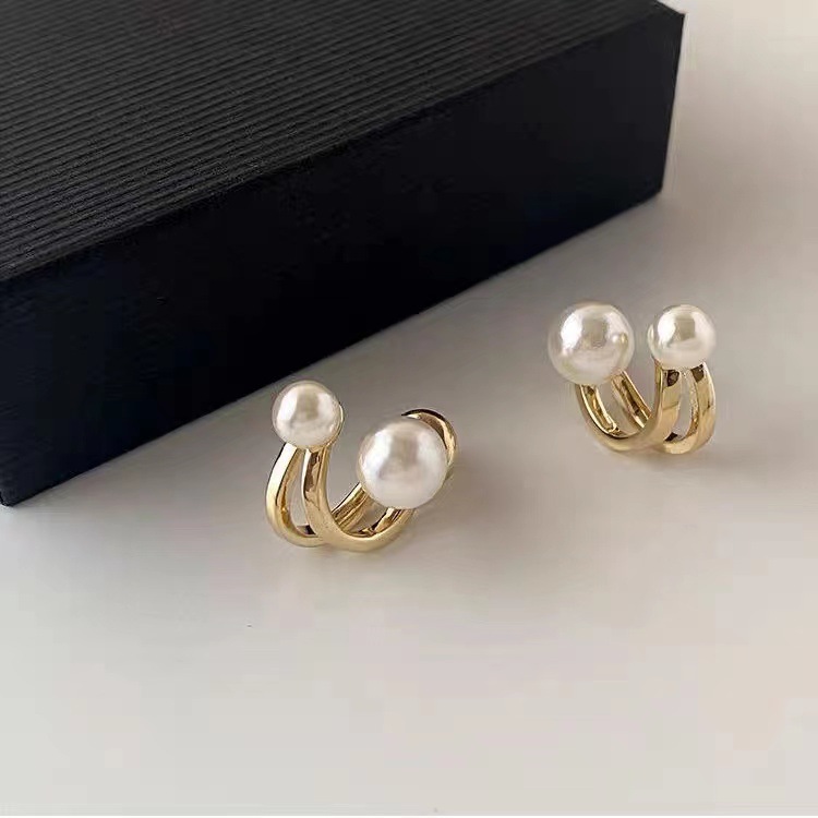 Style for Dual-Wear Pearl Earrings Sterling Silver Needle Earrings Stylish Simple and Versatile Korean Earrings Fashion