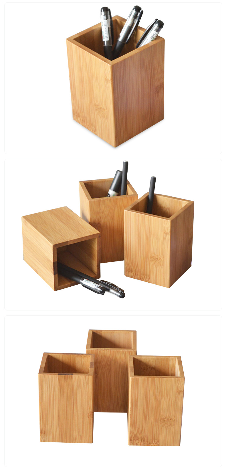 隆信多规格木质笔筒学生文具笔筒光滑实心笔筒创意简约木制品