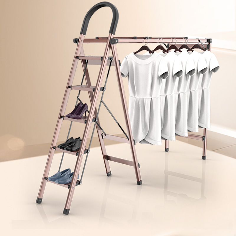 晾晒多功能晾衣架梯子家用折叠室内两用人字梯加厚铝合金四五步梯