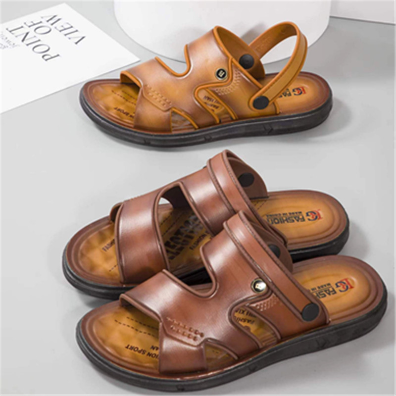 Men‘s Cool Wholesale 2023 Summer New Middle-Aged Men‘s Sandals Casual Non-Slip Wear-Resistant Two-Way Wear Outdoor Sandals