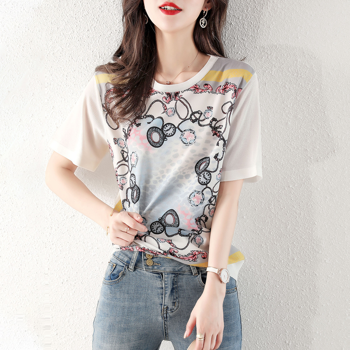 雪纺针织拼接衫图片