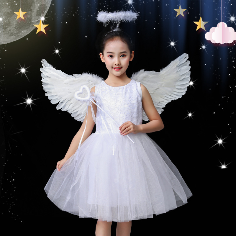 六一幼儿童演出服小天使表演服装翅膀公主裙蓬蓬纱男女童合唱礼服