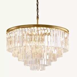 跨境RH款别墅客厅大吊灯挑高复式楼大厅后现代美式全铜水晶吊灯