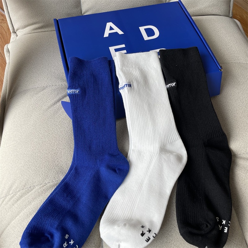 ader基础款潮牌刺绣error运动街头ins高筒男女情侣韩国设计师袜子