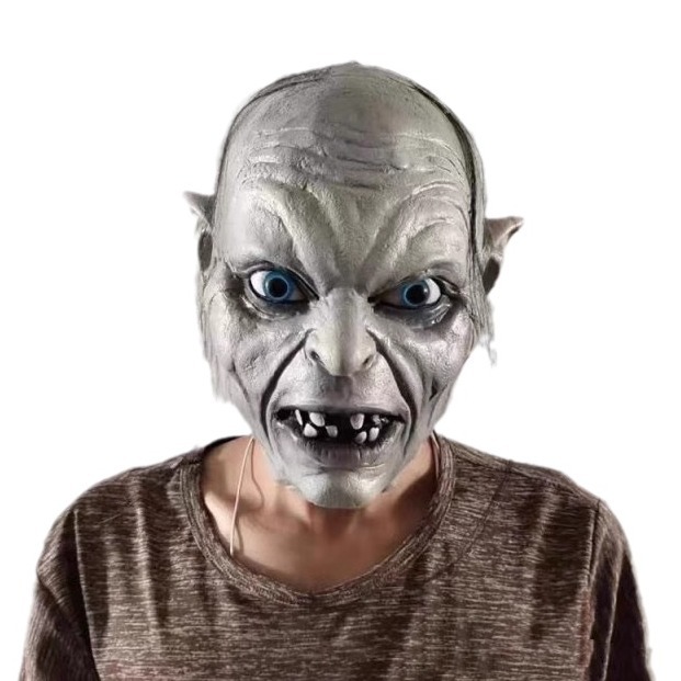 万圣节白色咕噜姆恐怖面具指环王魔戒僵尸头乳胶角色扮演影视道具