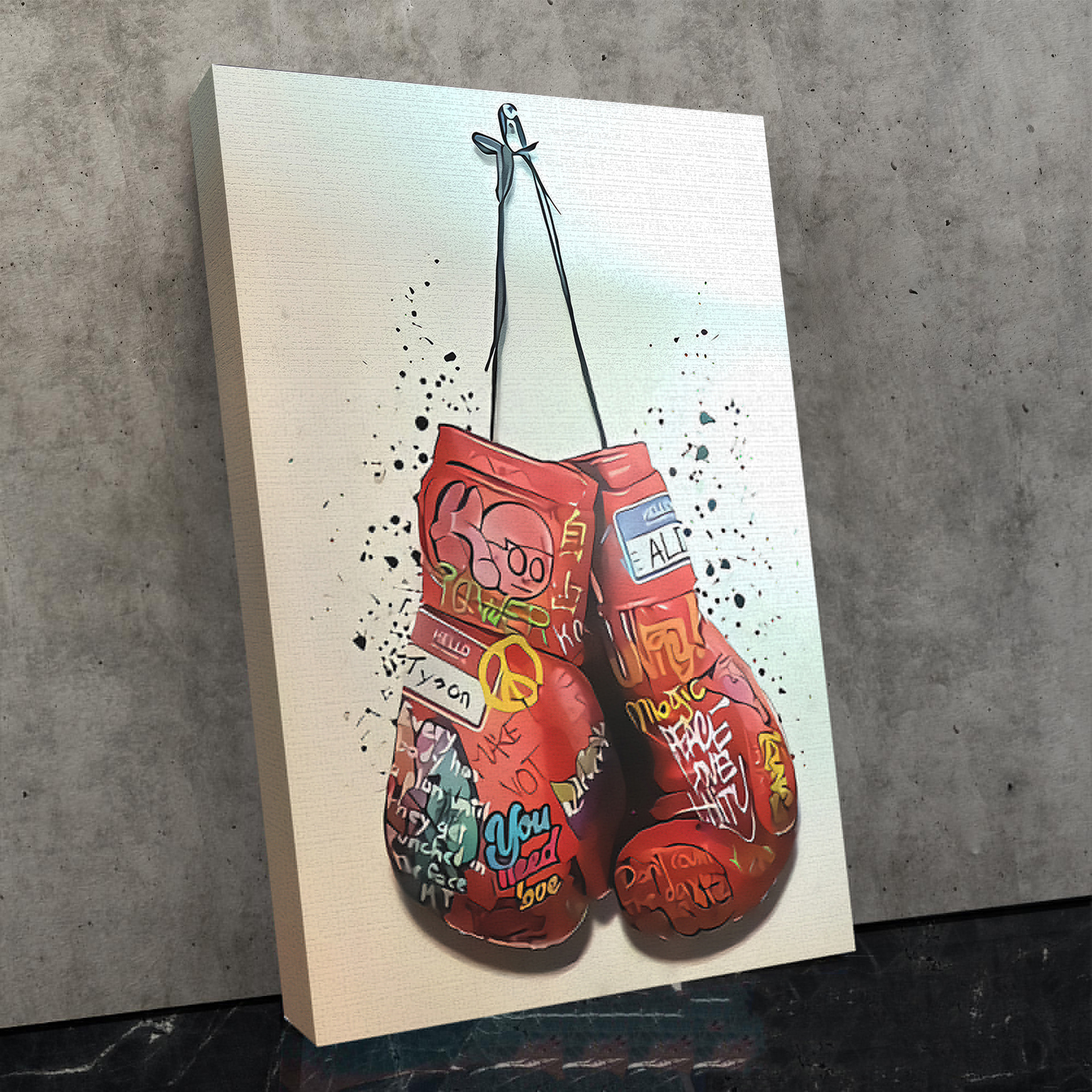 一彩涂鸦拳套印刷版画客厅卧室装饰挂画高清画芯外贸代发