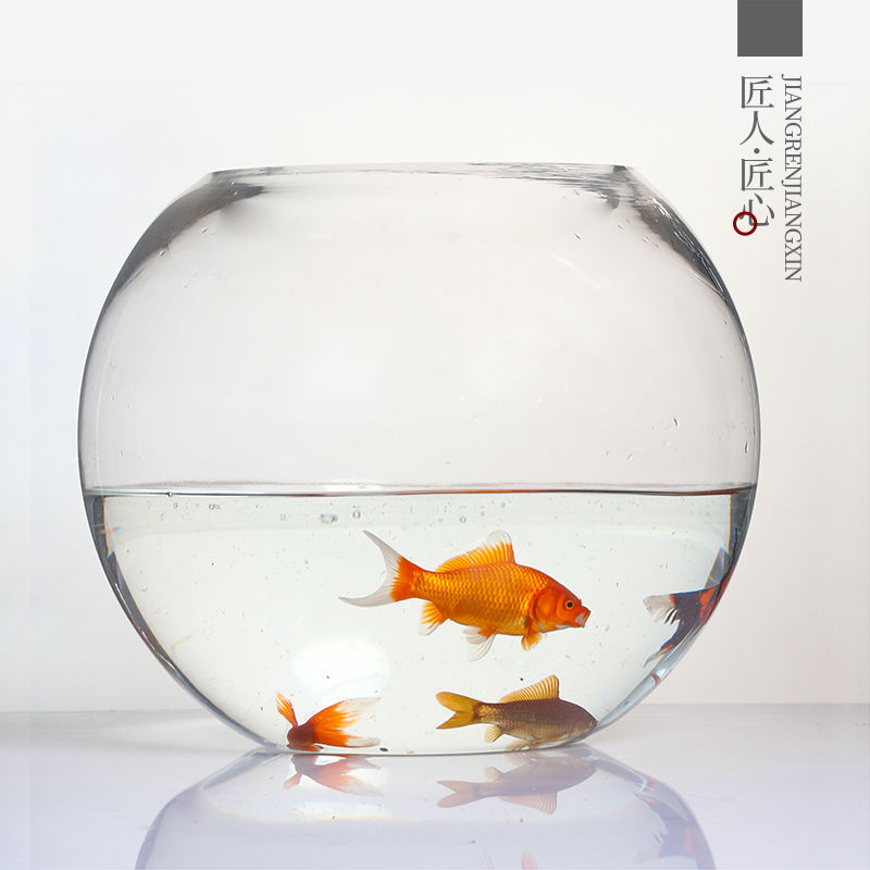 年货50cm号鱼缸玻璃透明加厚特大号圆球大圆缸圆形客厅大肚圆球形