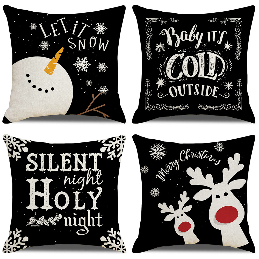 2023 New Christmas Linen Pillow Cover Wholesale Amazon Cross-Border Pillow American Hot Sale Factory Direct Sales