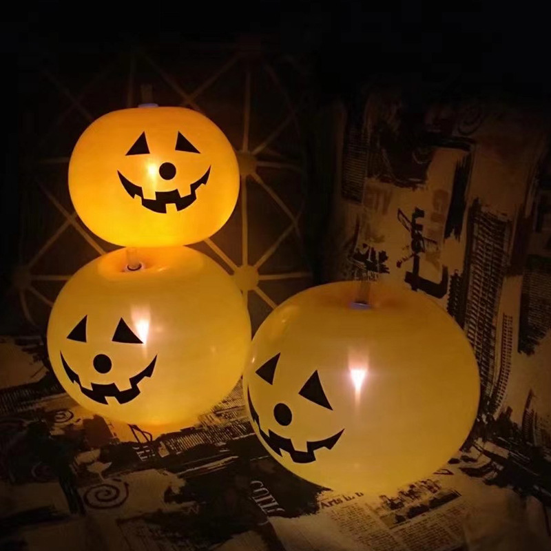 Cross-Border Supply Halloween Pumpkin Lamp Balloon Ghost Festival Decoration Party Atmosphere Balloon Expression Pumpkin Lamp