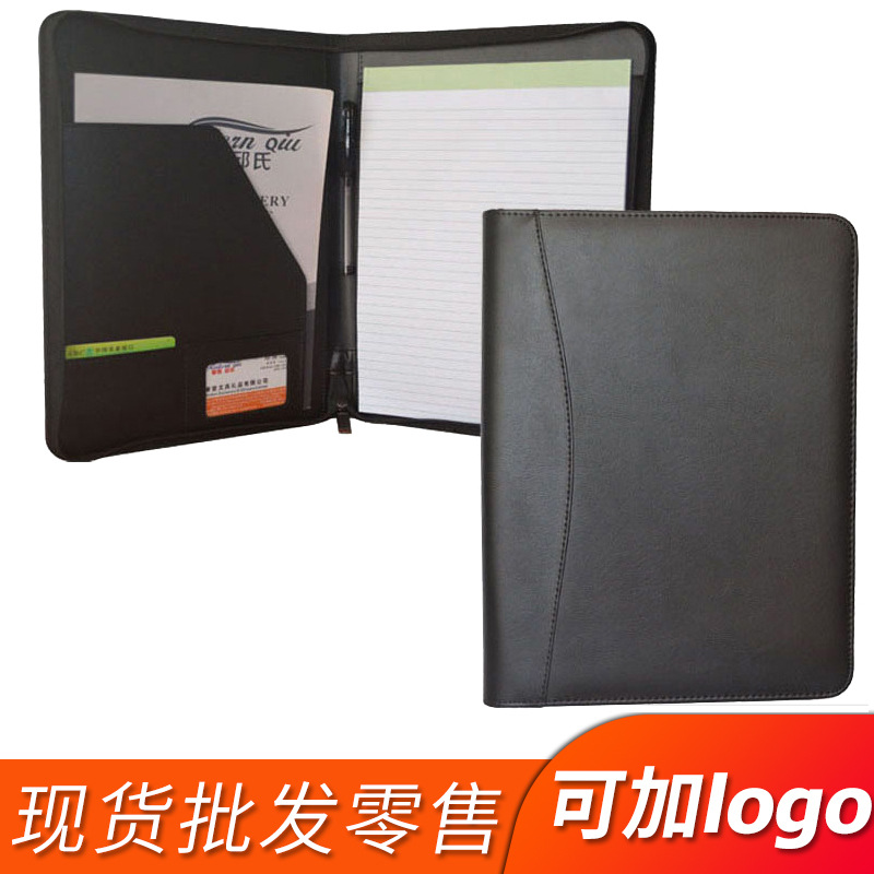 spot supply pu manager clip logo imitation leather multifunctional folder a4 zipper bag file bag