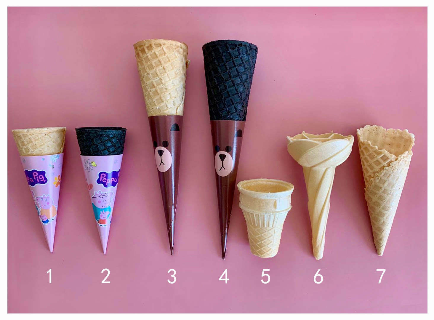 加厚冰淇淋蛋筒香脆蛋托甜筒尖平底华夫牛角威化大中小号v口脆筒