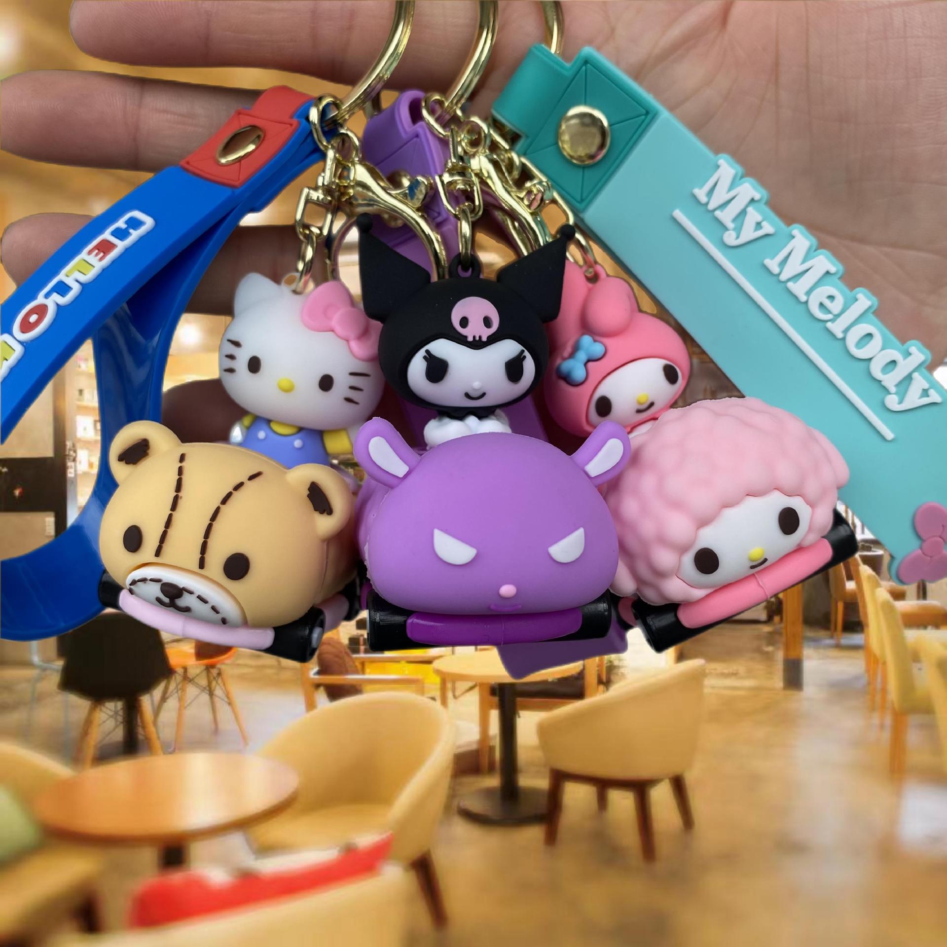 New Sanrio Drag Car Keychain Mingchuang Clow M Lovely Bag Pendant Car Key Chain Wholesale