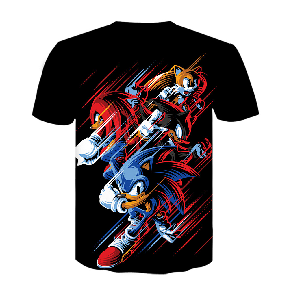 2021sonic跨境电商3d数码印花男童女童夏季薄款t恤 索尼克