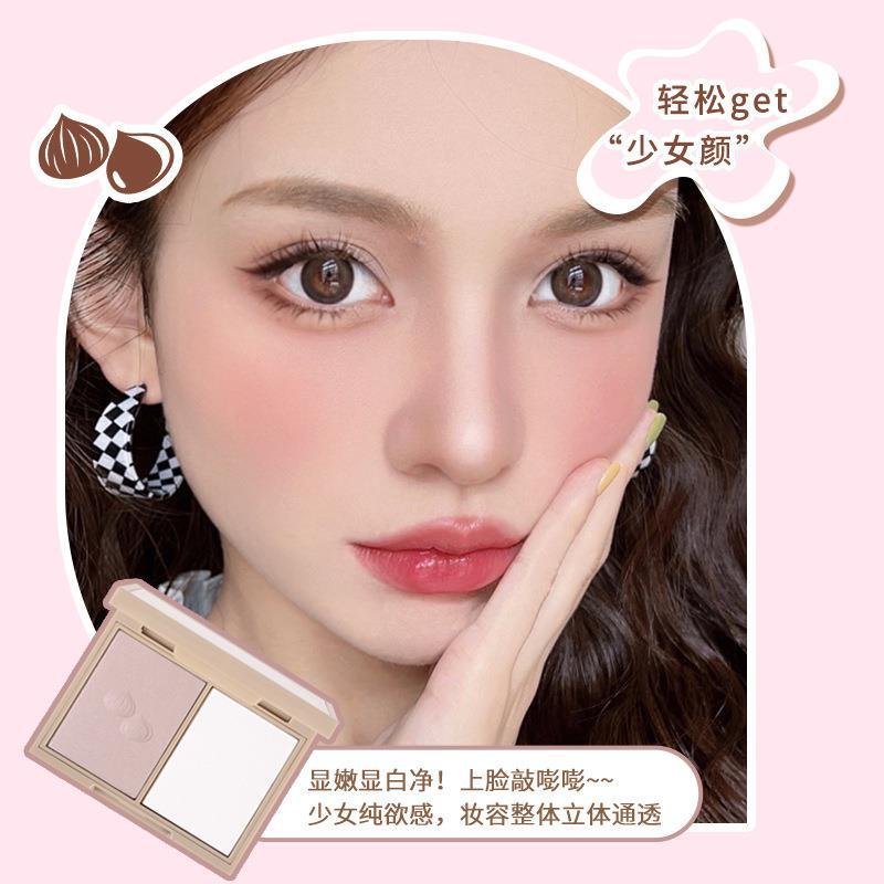 Makeup Wodwod Crystal Color Two-Tone Shading Powder Natural Three-Dimensional Nose Shadow Matte Highlight Blush Makeup Palette