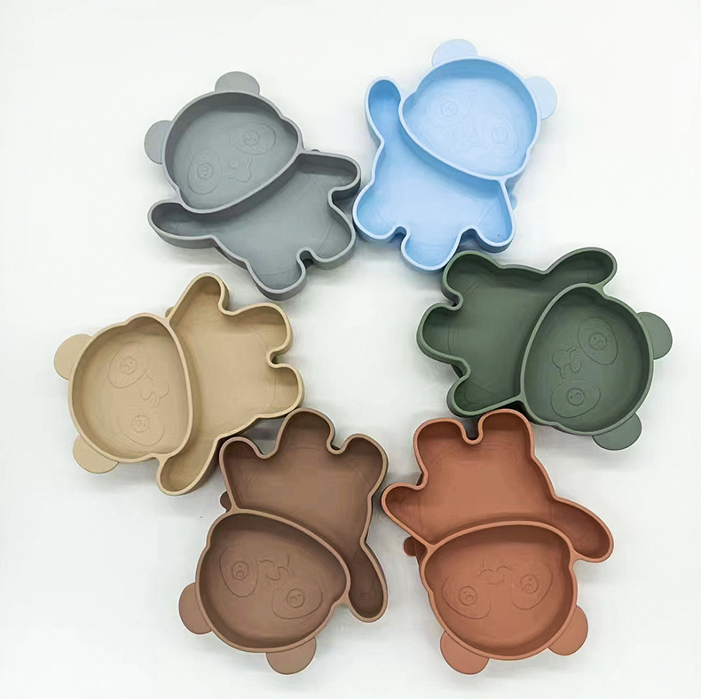 Baby Food Dinner Plate Edible Silicon Baby Training Self-Catering Plate Integrated with Suction Cup
