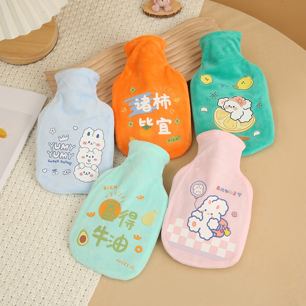 Cartoon Plush Hot Water Bag Water Injection with Liner Warm Belly Hand Warmer Portable Cute Baby Hand Warmer Wholesale