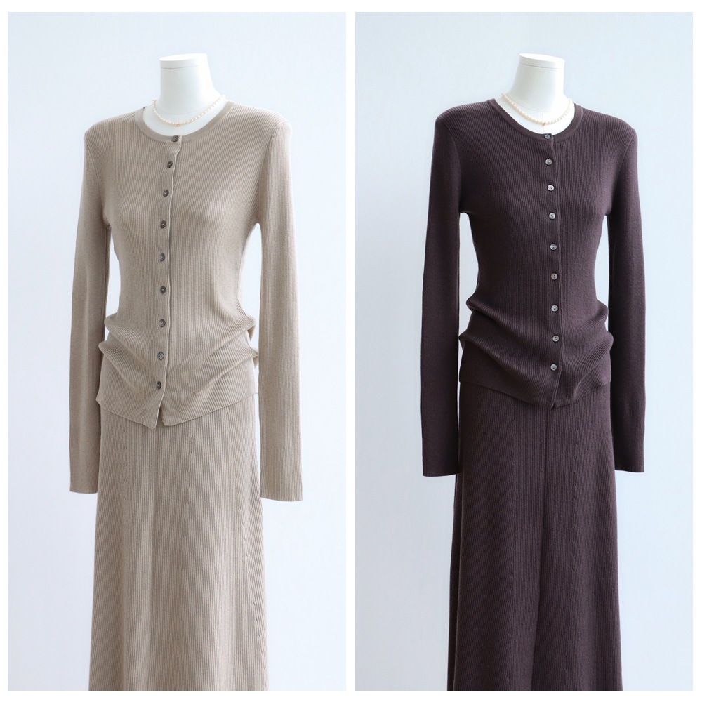 单排多扣坑条羊毛混纺长袖针织衫秋冬立领上衣气质时髦打底长袖女