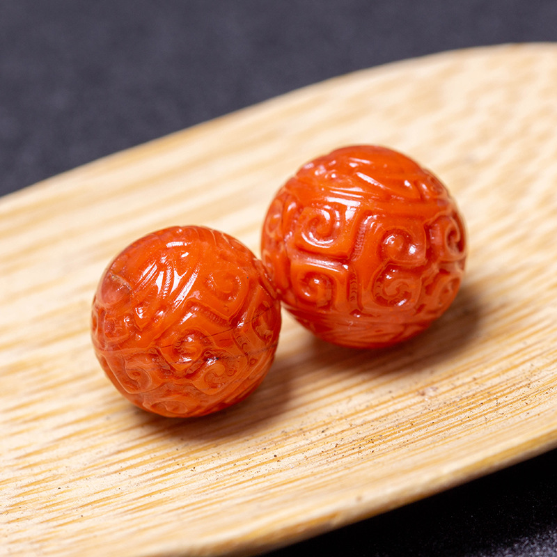 天然云南保山南红回纹散珠满肉柿子红圆珠隔珠串手串佛珠diy配珠