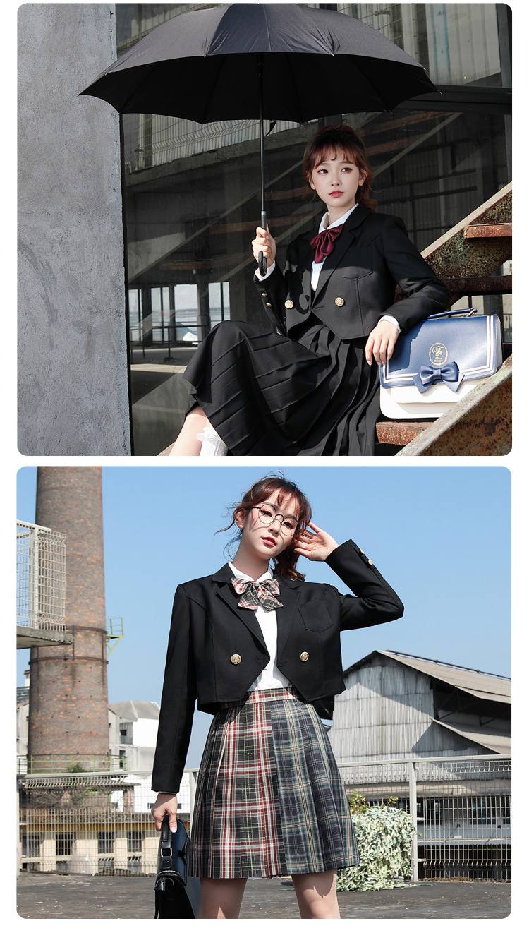 基础jk制服西服外套女池太黑西高级短款学院风小西装小个子西装