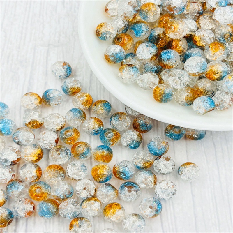 Side Hole Beads 6 Mm8mm Scattered Beads Colored Glaze Floral Floral Crack Beads Diy Bracelet Ornament Antiquity Hair Clasp Accessories