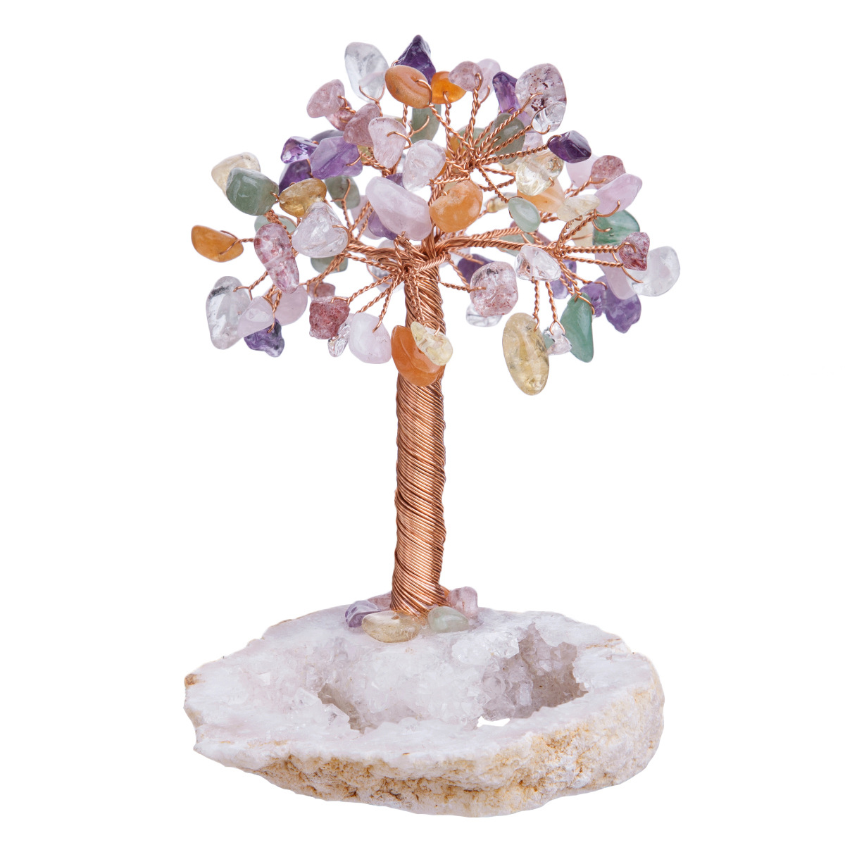 天然不规则水晶晶体底座树水晶碎石许愿树创意工艺品桌面摆件