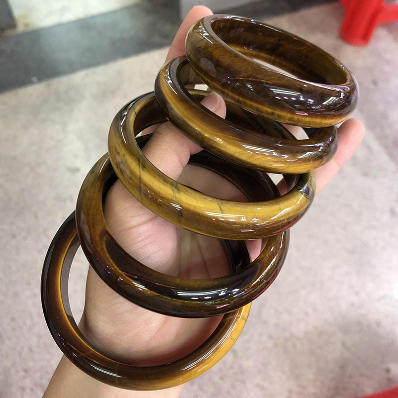 厂家批发黄虎眼石手镯 男女款虎晴石圆条手镯 民族风三生三世手镯