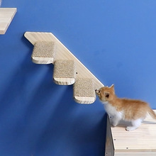 猫笼爬梯挂墙壁式猫爬梯子猫爬架配件猫柜猫别墅楼梯小猫咪实木梯