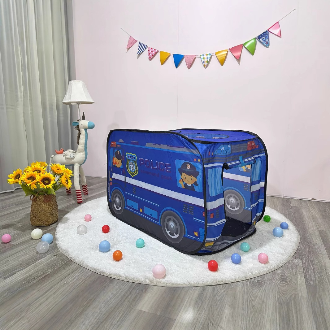 跨境儿童帐篷游戏屋警车消防员室内户外折叠可收纳帐篷过家家玩具