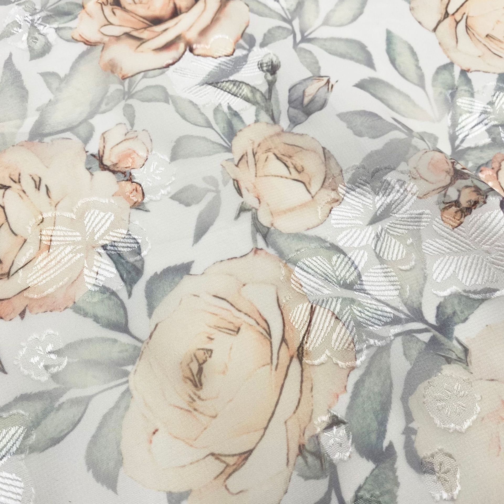 夏秋新款 雪纺剪花 面料 小碎花布料女装印花连衣裙梭织数码水印