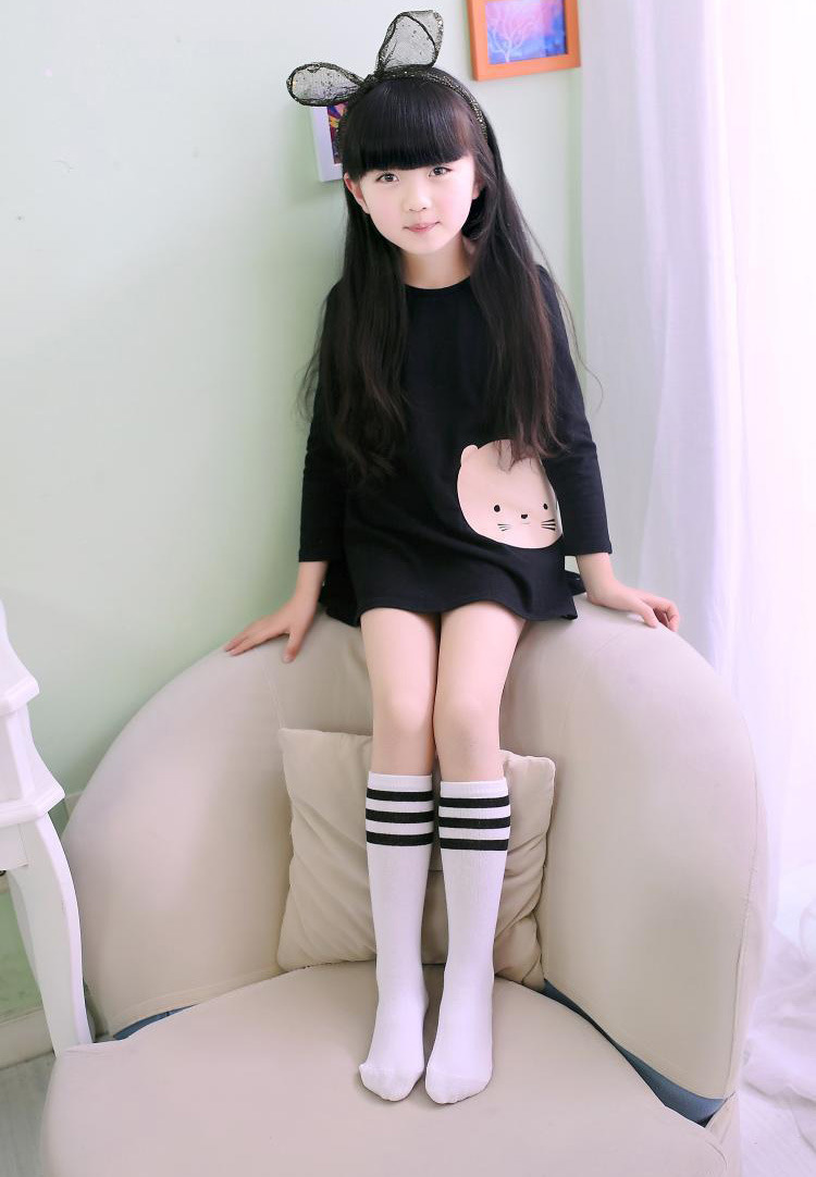包邮 春秋夏薄儿童中筒袜学生袜女童过膝袜长筒袜天