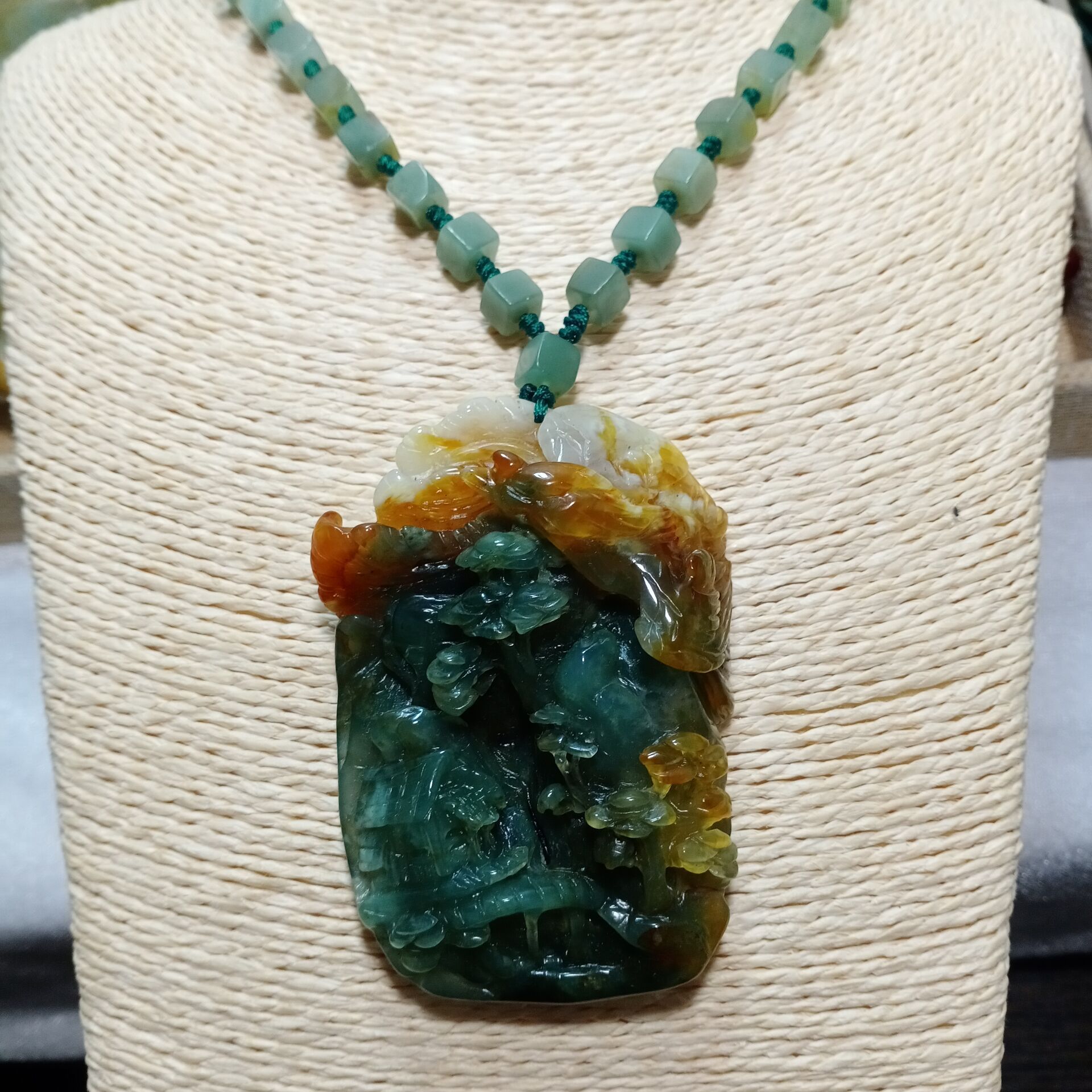 批发岫玉吊坠项链山水凤凰辽宁岫岩工厂天然手工压襟璎珞汉服