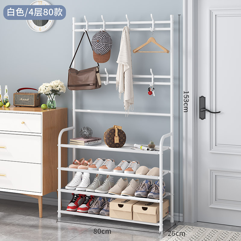 Simple Floor Coat Rack Shoe Rack Bedroom Living Room Clothes Rack Multi-Functional Hall Integrated Combination Multi-Layer Shoes and Hat Rack