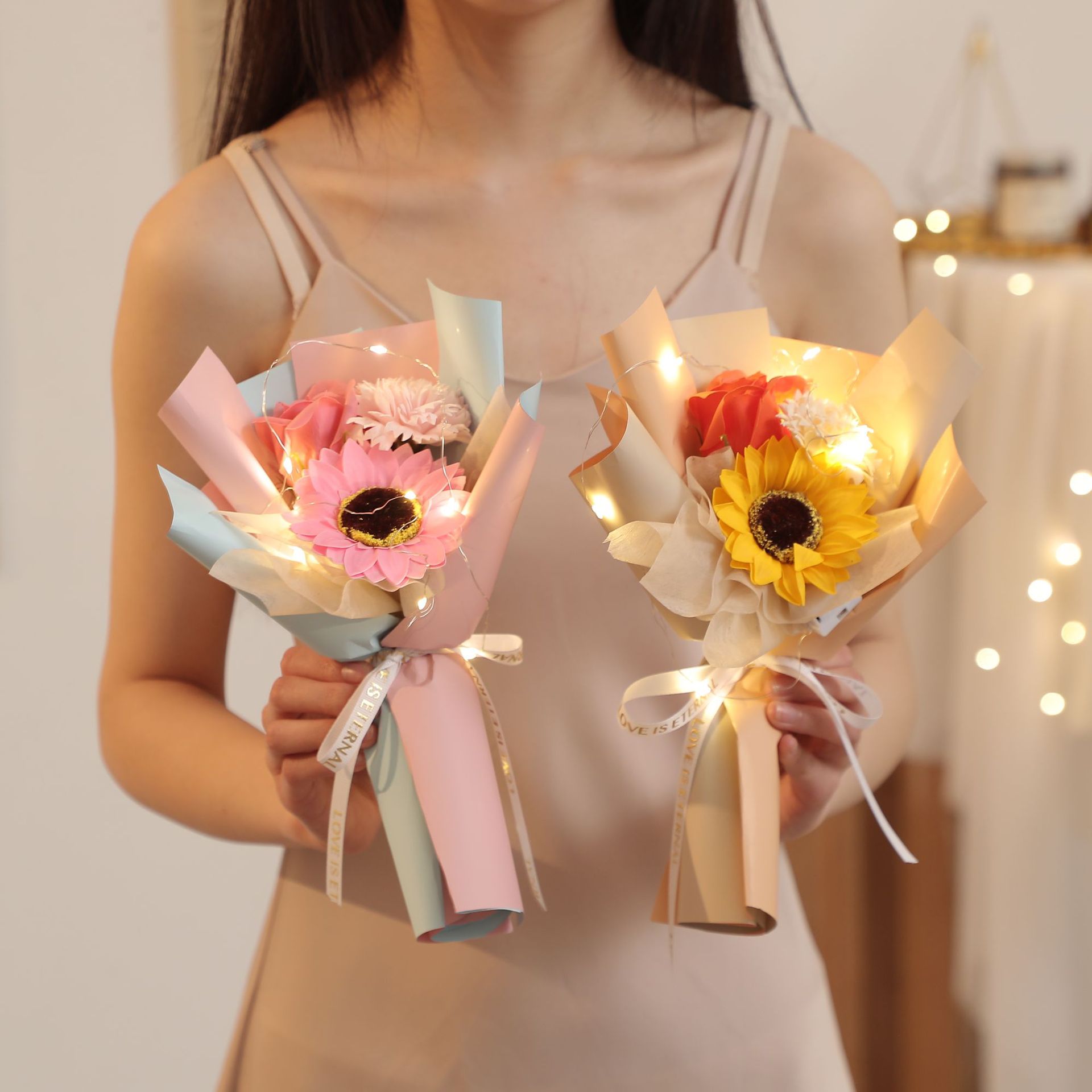 母亲节毕业季520太阳花香皂花束创意手捧花永生花干花玫瑰花束礼