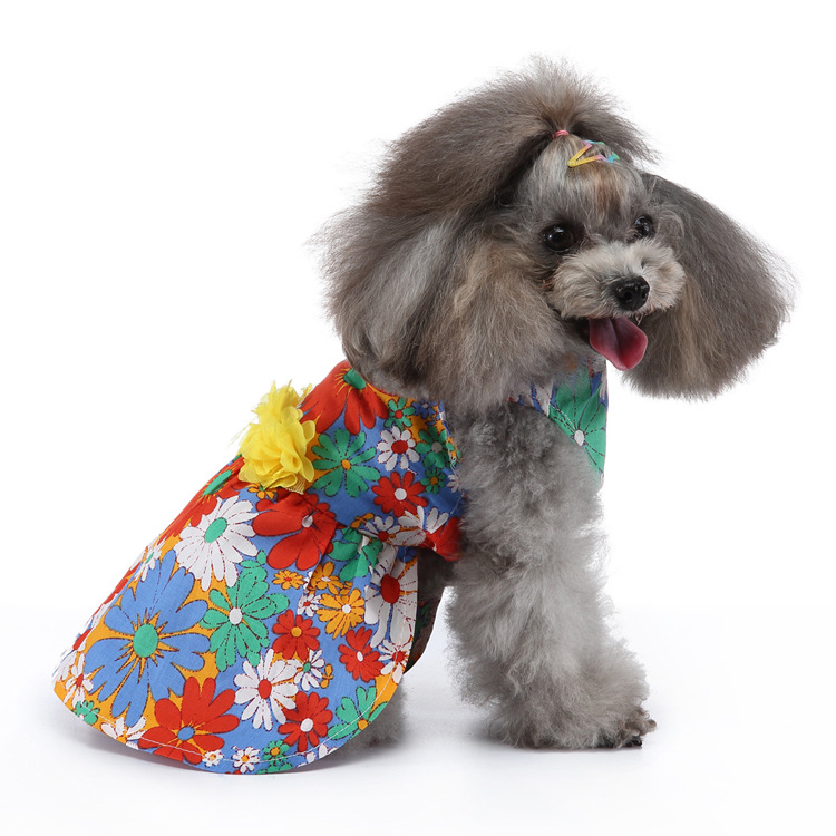 跨境宠物新款春夏装花裙子狗狗衣服爱心裙 小猫小狗衣服夏装裙子