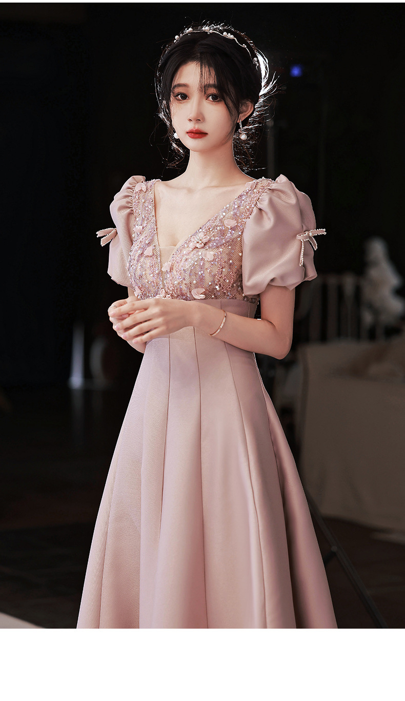 晚礼服2022新款敬酒服缎面礼服裙长款轻奢宴会伴娘连衣裙平时可穿