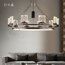 新中式全铜吊灯客厅灯中国风水晶导光创意茶室餐厅灯禅意卧室灯具