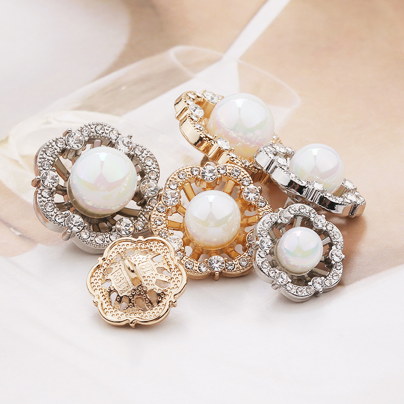 高档金属手缝扣女士精致外套服装纽扣珍珠扣子针织衫小香风大衣扣