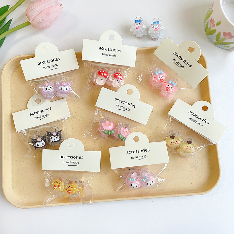 [One-Pair Package] Small Sanrio Cartoon Small Jaw Clip Cute Children's Head Barrettes Girls Shark Clip Hair Accessories