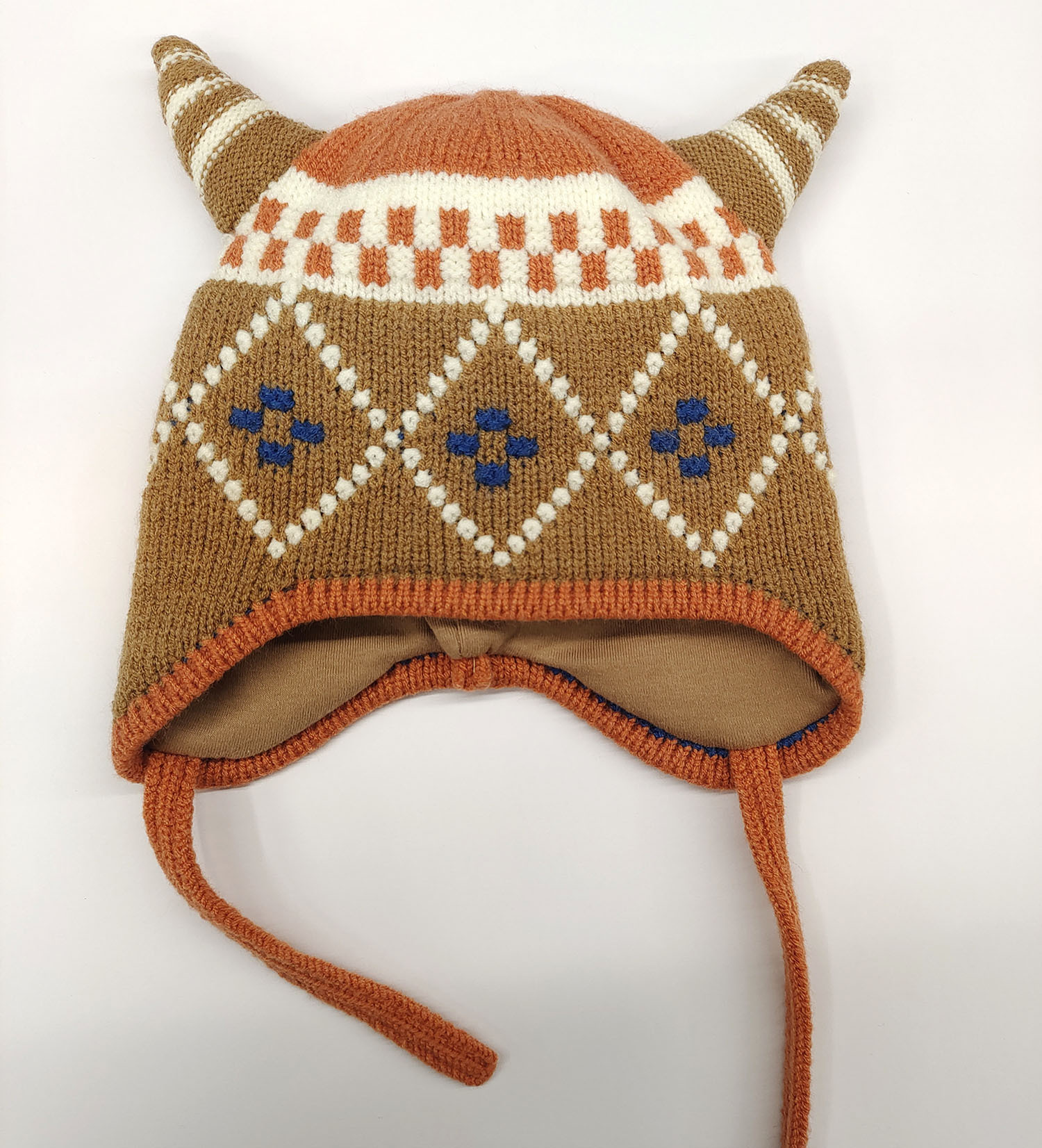 Dudula Knitted Hat Earmuffs Hat Children Hat Winter Warm Hat Jacquard Small Horn Earmuffs Hat