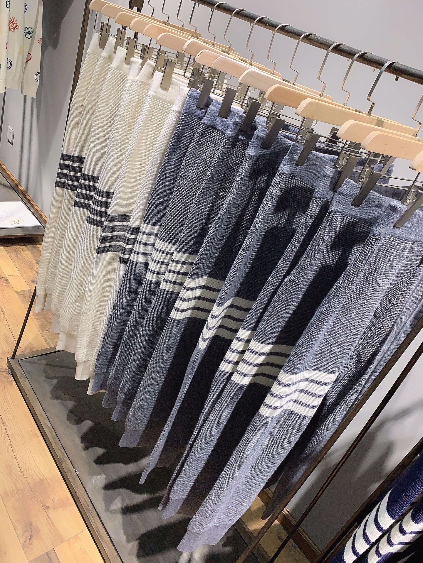 潮牌tb华夫格针织羊毛卫裤男士四条杠束脚裤女白条纹休闲百搭裤子