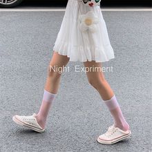 夏季新品白色小腿袜超薄款透明ins潮中短日系女半筒丝袜短筒