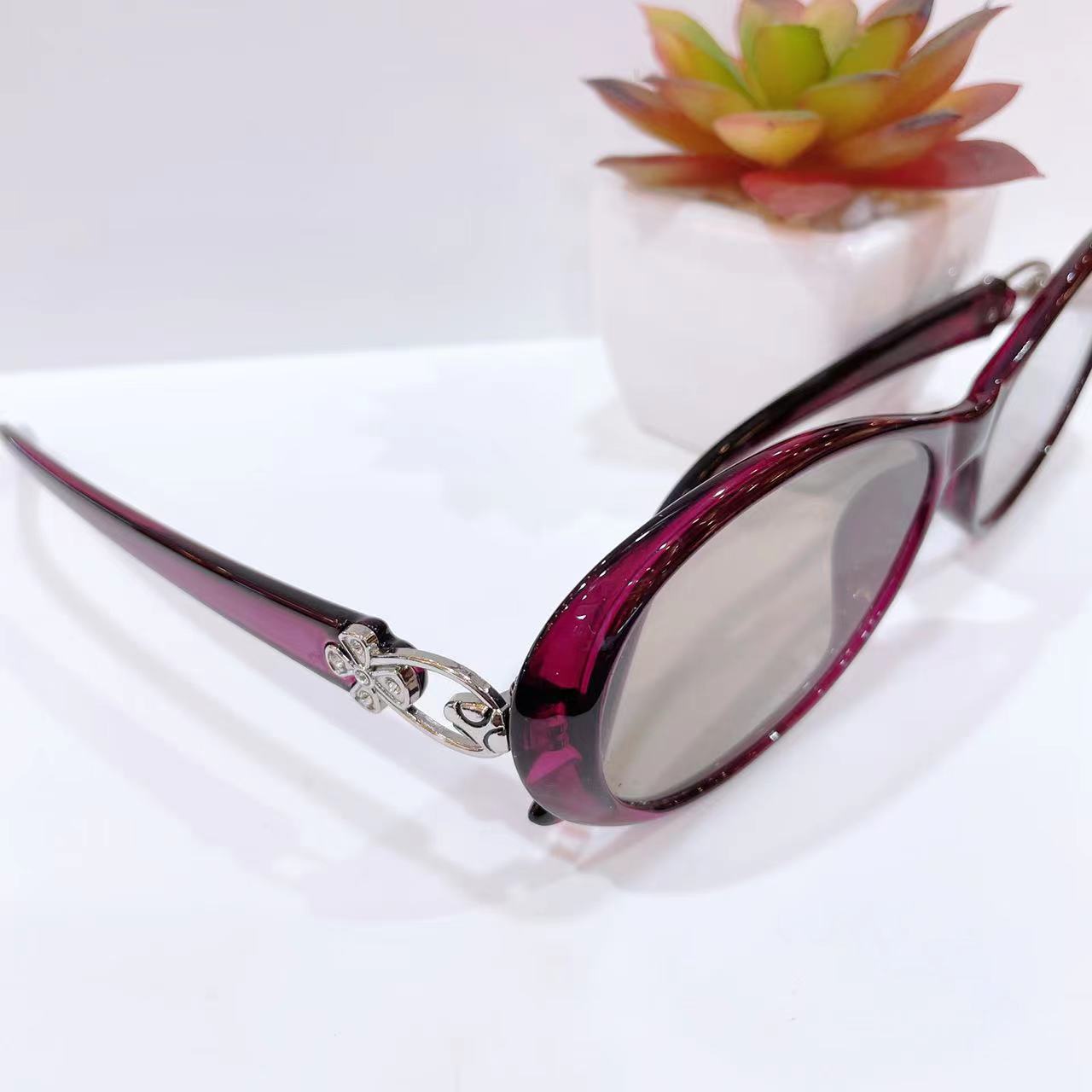 时尚女士水晶石眼镜 茶色水晶太阳镜 妈妈款挡太阳平光镜石头镜