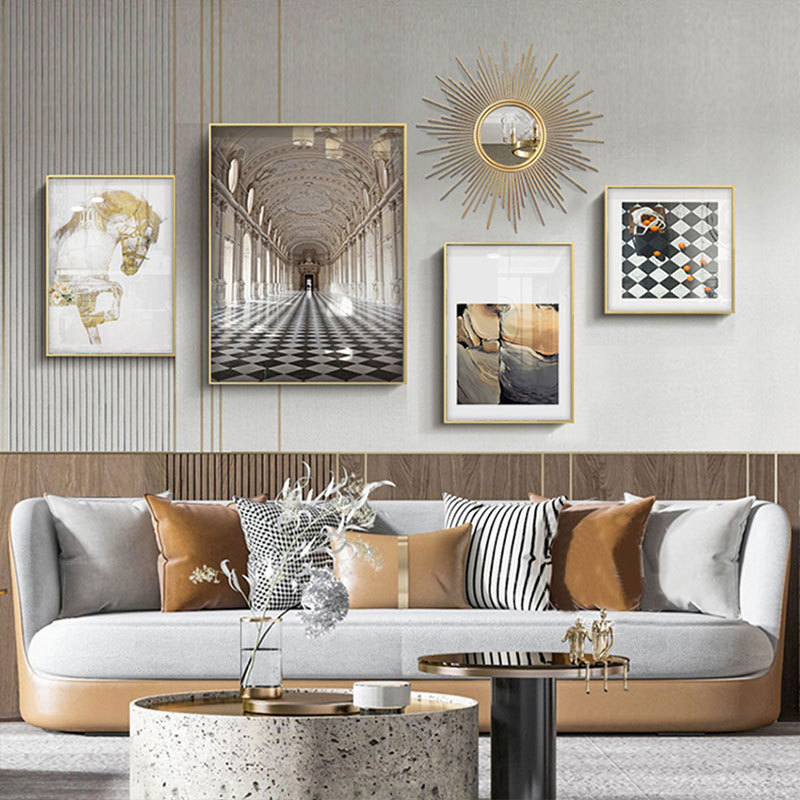 北欧风格客厅装饰画沙发背景墙现代轻奢简约大气高端挂画组合壁画