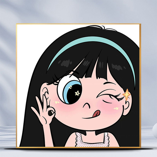 厂家直销数字油画diy手工填色简约卡通情侣头像油彩画装饰画