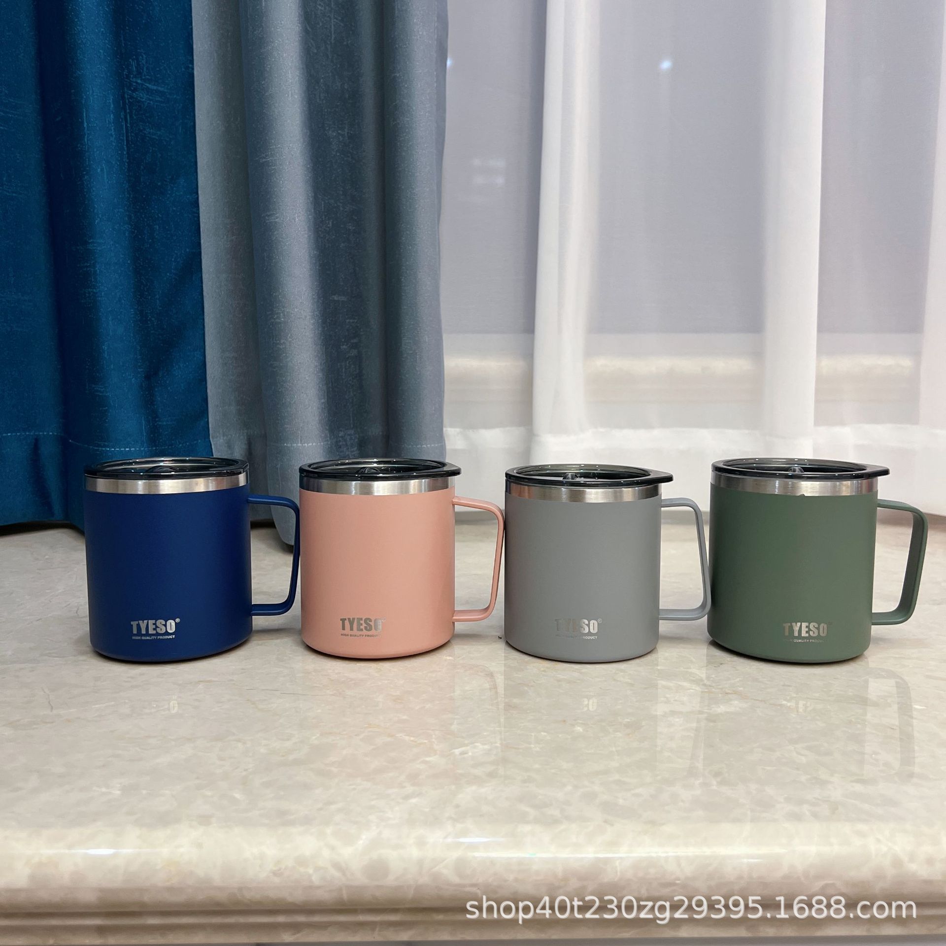 Cross-Border New Arrival Coffee Cup with Lid Ins Household 304 Stainless Steel Mug Cup Creative Simple Office Cup with Handle